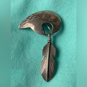 Navajo Sunrise Sterling Bear With Feather Scarf Jewelry Pieces? Or Braid Piece?